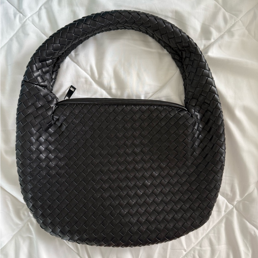 Black Woven Shoulder Bag
